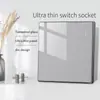 Panel de interruptor de enchufe de pared para el hogar de vidrio templado gris plano ultradelgado tipo 86, panel de enchufe USB universal de múltiples cinco agujeros