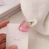 Pinza para el pelo ovalada de metal rosa con forma de corazón, pinza de pico de pato elegante para niña, clip lindo y dulce para flequillo lateral delantero, accesorios para el cabello
