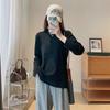 Camiseta de Cor Sólida de Manga Longa Solta de Algodão de Cavalo Gigante Good Wear Micro Loose Manga Longa em Torno do Pescoço Cor Sólida Feminina Única Desgaste Interior 2024 Novo Estilo