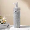 Frasco spray de 120ml com cravação de diamantes, para loção, perfume, líquido, sub-embalado, portátil para viagem, frasco vazio