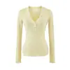 Suéter tejido simple y elegante con cuello en V y botones para mujer, nueva colección primavera 2026, corte ajustado, rejuvenecedor, top casual