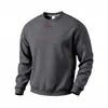 Moletom casual masculino europeu e americano da Amazon, com corte solto, cor sólida, forro de fleece e gola redonda com logo de silicone