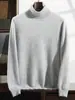 Cuello Alto Cachemir 2026 Otoño e Invierno Nuevo Hombres Liso Engrosado Tejido Camiseta Base Estilo Coreano Manga Larga Suéter de Lana