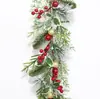Corona Navideña Larga de Enredadera, Adornos para Árbol de Navidad, Decoraciones de Agujas de Pino de PVC, Guirnalda de Frutas Rojas, Nuevos Modelos de Pino y Ciprés, Envío Transfronterizo