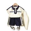 Verano Nuevo para Niños Niños Solapa Cremallera Inglés Bebé Deportivo Jalar Color Sólido Dos Piezas Traje para Niños