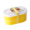 Lonchera Doble Estilo Japonés de Dibujos Animados Plástico de Grado Alimenticio Lonchera Bento con Rejilla Apta para Microondas Portátil para Estudiantes
