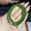 Pulsera de múltiples anillos de jade Hetian natural para mujer, Calabaza de jade, Campana, Pulsera de doble anillo, Tarjeta 6, Venta al por mayor