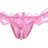 Tanga de encaje en la entrepierna masaje Perla ropa interior sexy para mujer sexy transparente caliente que no se quita pantalones T talla grande 2064