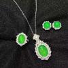 Juego de Calcedonia Congelada Plateada Ágata Azul Cielo Aretes Pulsera Vestido de Noche Jade Joyería de Cuatro Piezas