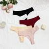 Roupa Íntima Transfronteiriça Europeia e Americana Cor Sólida Tamanho Grande Fio Dental Sexy Calcinhas Menina Desejo Puro Fundo Algodão Puro Confortável e Respirável