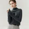 Suéter de Cashmere Feminino Baicaierong Outono/Inverno 2026 com Gola Meia Alta, Design Versátil, Tricô de Lã