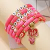 Joias Europeias e Americanas para o Dia dos Namorados Venda Quente Conjunto de Pulseiras de Argila Macia Presente Buquê de Coração Pingente de Lábio Joia Versátil para Mulheres