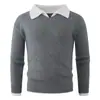 Comércio Exterior Transfronteiriço Outono e Inverno Novo Simples Tendência Gola Polo Grossa Suéter Masculino Casual Falso Duas Peças