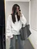 Sudadera Retro Americana High Street para Mujer Primavera Otoño Oversize Color Sólido Delgada con Capucha Estilo Perezoso Cárdigan