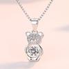 Colar de Urso Prateado Feminino Estilo Coreano Simples Estudante Estilo Mori Corrente para Clavícula Pingente Coração Pulsante Coração Pulsante