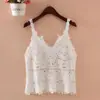 Nuevo chaleco de punto de primavera y verano moda coreana casual dulce base negro encaje transparente en el pecho base