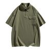 Polo de Manga Curta para Homens para o Verão, Seda Gelo Fino Estilo Coreano Solto Tamanho Grande Camiseta de Lapela de Manga Curta Masculina Moderna