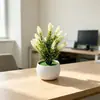 Novo bonsai de flor artificial de pinha grande de 17 peças, vaso mini com ondulação de água transfronteiriço, planta em vaso de planta verde simulada para decoração de interiores