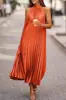 Vestido Casual de Dos Colores sin Mangas para Mujer, Suave, Plisado, Nuevo, Cuello Redondo, Moda, Estilo Caliente, Estación Independiente, Ropa para Mujer Euroasiática