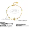 Collar, Pulsera, Aretes y Anillo de Zirconia con Flor de Lujo Ligero Transfronterizo, Juego de Joyería de Acero Inoxidable Chapado en Oro de 18K, Accesorios para Mujer