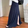 Saia sereia com fenda traseira para mulheres, criando um visual estiloso e elegante, com um design de linha A longo, fluido e relaxado que é emagrecedor.