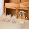 Jarra de Vidrio para Agua Fría, Resistente a Altas Temperaturas, Gran Capacidad para Uso Doméstico, Jarra para Agua Fría, Juego de Tazas para Agua Hervida, Jarra para Agua para Sala de Estar, Tetera