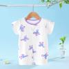 Mono de bebé de manga corta con cuello redondo de algodón estampado, mono de verano para recién nacido, cómodo, de dibujos animados, fino y moderno