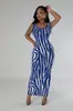 Td2768 Verano Europeo y Americano Transfronterizo Amazon Ropa de Mujer Patrón de Cebra Elegante Falda Larga Vestido de Dos Usos sin Espalda
