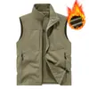 Chaleco de forro polar para hombre, chaleco con forro de forro polar, chaleco casual para exteriores, talla grande, chaqueta reversible de otoño e invierno