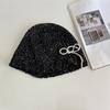 Gorro de Invierno Tejido con Lazo de Perlas y Lentejuelas Estilo Coreano para Mujer, Estilo Dulce y Cool, Gorro Baotou Pequeño de Lana que Resalta el Rostro, Moderno