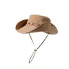 Sombrero de Pescador Sombrero de Vaquero Occidental para Hombre Visera de Ala Ancha Protección Solar Sombrero Mostrando la Cara Pequeño para Pesca al Aire Libre Senderismo Sombrero de Montañismo