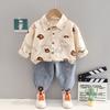 Fabricantes de otoño para niños, venta al por mayor, ropa de bebé nueva de primavera y otoño 2023, conjunto de camisa de manga larga con estampado completo de oso para niños