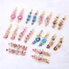 Accesorios para el Cabello Lacados Más Vendidos en Stock: Pinzas para el pelo de aleación para mujer, Pinzas de rana pintadas, Pinzas laterales florales, Adornos para el flequillo con pedrería