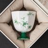Taza de Té de Bambú Verde Pintada a Mano Taza Maestra de Alta Gama Personal Especial Juego de Té Kung Fu Taza Individual de Cerámica Taza de Té Taza Alta