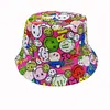 Sombrero de Pescador de Doble Cara Transfronterizo para Hombre y Mujer Primavera y Verano Ocio al Aire Libre Versátil Sombrero con Visera Protector Solar Sombrero de Cubo con Estampado Coreano de Moda