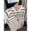 Camiseta listrada color block estilo retrô americano de manga comprida, nova coleção de outono masculina, estilo solto e casual, perfeita como camada interna ou peça básica