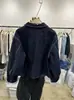 Chaqueta de mezclilla con solapa y puño a rayas de diseño coreano para mujer, nuevo modelo otoño 2026, top versátil para figuras petite