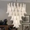 Lustre de sala de estar Murano de luxo leve estilo francês, luminária de quarto de vidro estilo americano