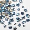 Estrela azul revestido gordo quadrado torto coração unha broca luz azul vidro unhas acessórios DIY acessórios para o cabelo atacado