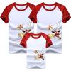 Ropa para padres e hijos camiseta de manga corta de cuello redondo y manga raglán con combinación de colores gxchristmas Navidad personalizada caricatura ropa infantil estilo europeo y americano