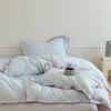 Conjunto de Quatro Peças de Algodão Super Macio Tingido em Fio Algodão Lavado Classe A Outono e Inverno Algodão Puro Simples Cama Lençóis de Cama Capa de Edredom Conjunto Simples de Três Peças Solteiro