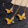 Loja de ouro com ouro e ouro de seda flutuante salto leve ouro borboleta pingente diy acessórios colar nova moda chinesa