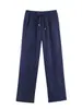 Pantalones elásticos de pierna ancha para mujer transfronterizos europeos y americanos, chaqueta holgada con cremallera, nuevo al por mayor para verano y otoño