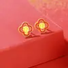 Aretes Originales de la Semana del Caballo para Mujer, Plata Pura, Elementos del Año Nuevo Estilo Chino, Aretes de Moneda de Trébol Próspero