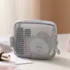 Bolsa de Armazenamento de Malha Multifuncional Cor Sólida Bolsa de Maquiagem de Malha Bolsa Portátil para Higiene Pessoal de Viagem Organização por Classificação Transfronteiriça