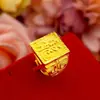 Atacado de Fábrica Anel da Fortuna Dourado Areia Anel Dourado Masculino Tendência Anel Dourado Clássico Anel Aberto Dominador