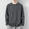 Camiseta casual versátil de manga larga para hombre para otoño, cuello redondo, color liso moderno, cómoda, transpirable y de corte holgado.