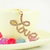 Chaveiro de Carro com Letras Strass Amor Joia Fofa Acessórios para Bolsa Feminina Chaveiro de Casal Pingente de Metal 941