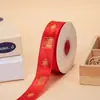 Fita Vermelha para Casamento com Hot Stamping de 2,5 cm com Palavras Felizes Tira Vermelha Grande Fita para Edredom Embalagem de Caixa de Presente