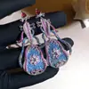Brilhantes Brincos Roxos Íris em Forma de Guitarra, Luxuosos Brincos de Festa Estilo Palácio, Acessórios de Orelha Femininos de Luxo Leve de Alta Qualidade
